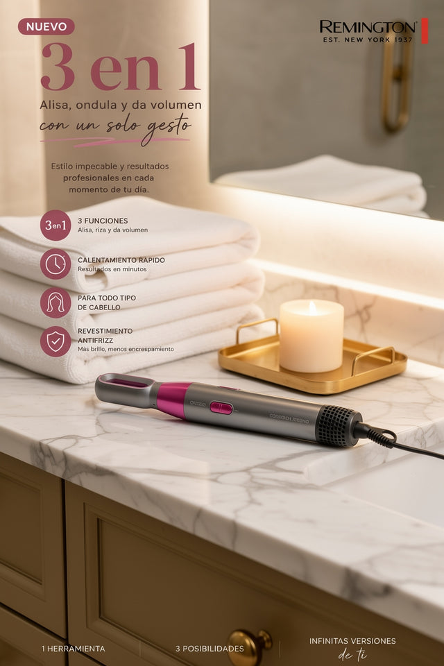 Cepillo de cabello eléctrico multifuncional 3 en 1 Remington